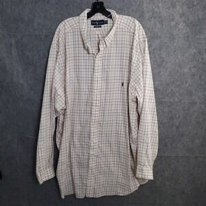 Ralph Lauren Mens 4XLT‎ Tall Classic Fit Plaid Checkered Long Sleeve Button Down